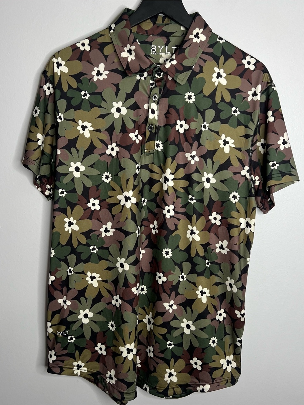 BYLT Premium Basica Everyday Polo Shirt Mens Large Floral Green